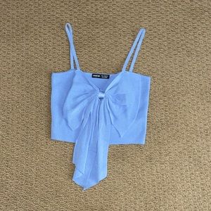 NWOT Blue bow crop top